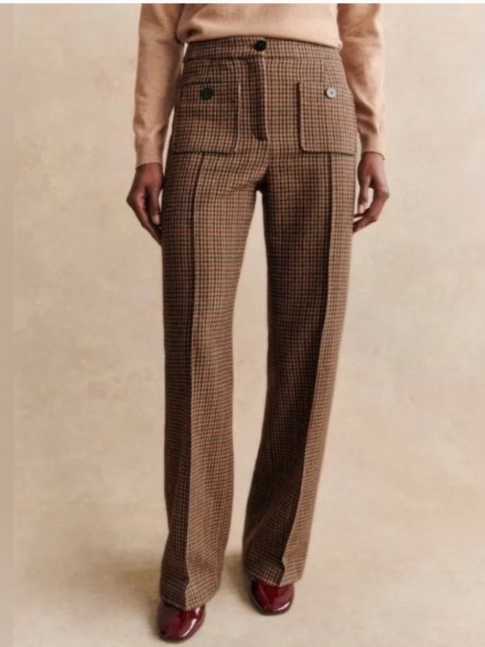 Sezane Dan trousers multicolor houndstooth French size 38 (US size 6 or M)